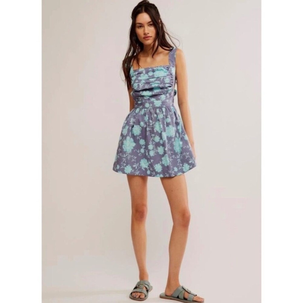 New Free People Meet Me In Maui Sleeveless Minidress in Ocean Combo Size M